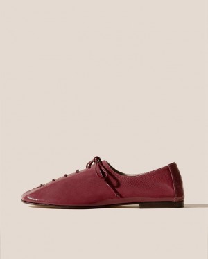 Chaussure Lacet Hereu Plegada Crinkled Glossy Deconstructed Femme Bordeaux | Paris-08KJNQCGT