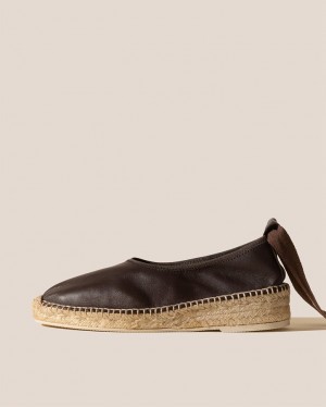 Espadrille Hereu Caprala Elasticated High Cut Wedge Femme Marron Foncé | Paris-41HEANDYM