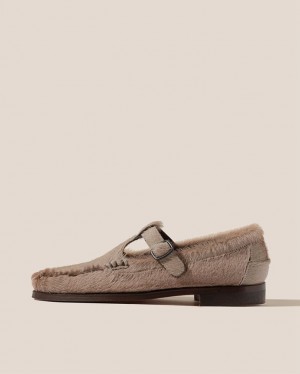 Mocassin Hereu Alber Calf Hair T-bar Femme Grise Marron | Paris-78HKGLXET