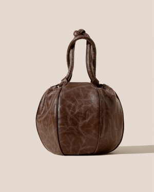 Sac Bandoulière Hereu Globul Distressed Balloon-shaped Femme Chocolat | Paris-78JLQNDAE