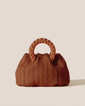 Sac Crossbody Hereu Bombon M Raffia Plaited-handle Raffia Femme Marron | Paris-52OWSJQAT