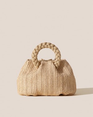 Sac Crossbody Hereu Bombon M Raffia Plaited-handle Raffia Femme Beige | Paris-13YFAXWGK