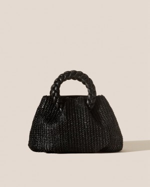 Sac Crossbody Hereu Bombon M Raffia Plaited-handle Raffia Femme Noir | Paris-56BUPCRWI