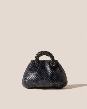 Sac Crossbody Hereu Bombon Woven Small Plaited-handle Cuir Femme Noir Bleu Marine | Paris-41IKEZMPX