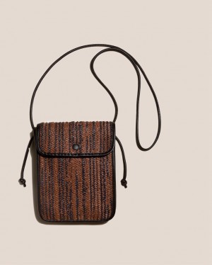 Sac Crossbody Hereu Terra Raffia Bicolour Square-flat Femme Marron Foncé Marron | Paris-25UOVTWDZ