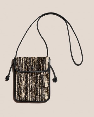 Sac Crossbody Hereu Terra Raffia Bicolour Square-flat Homme Noir Blanche | Paris-56UYEALIM