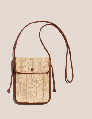 Sac Crossbody Hereu Terra Raffia Square-flat Femme Beige Marron | Paris-49NHXOKTD