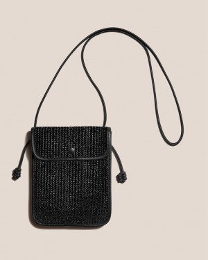 Sac Crossbody Hereu Terra Raffia Square-flat Femme Noir | Paris-37WNJKMLF