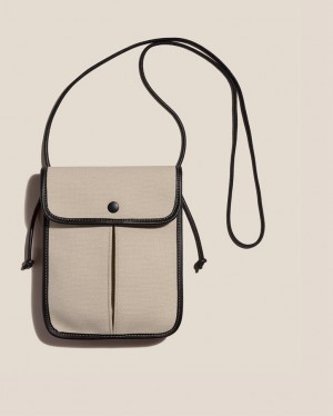 Sac Crossbody Hereu Terra Square-flat Femme Blanche Noir | Paris-12OIWJSGY