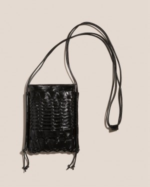 Sac Crossbody Hereu Trena Mini Crinkled Glossy Plates Square Homme Noir | Paris-64QVWNSPB