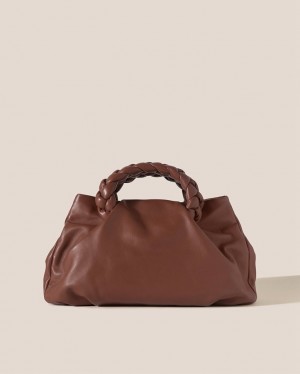 Sacs Fourre Tout Hereu Bombon L Plaited-handle Cuir Femme Marron | Paris-63MSIPYWT