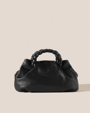 Sacs Fourre Tout Hereu Bombon L Plaited-handle Cuir Femme Noir | Paris-69KJOFRHB