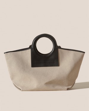 Sacs Fourre Tout Hereu Cala L Cuir-trimmed Tela Femme Beige Noir | Paris-17UWFSGRB