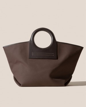 Sacs Fourre Tout Hereu Cala L Cuir-trimmed Tela Homme Marron Foncé | Paris-92HOUPQJZ