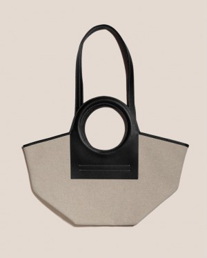 Sacs Fourre Tout Hereu Cala S Cuir-trimmed Tela Homme Beige Clair Noir | Paris-30KMSILQJ