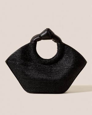 Sacs Fourre Tout Hereu Castell Raffia Knotted-handle Femme Noir | Paris-95UVNEXIJ