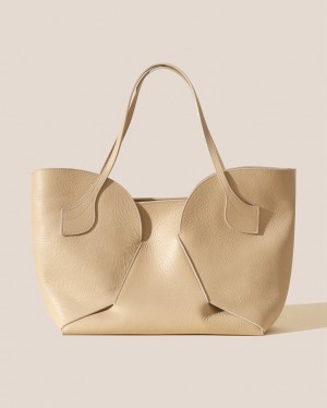 Sacs Fourre Tout Hereu Sepal L Grainy Large Tulip Shape Zipped Femme Beige | Paris-14LXVTEKH