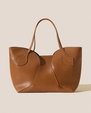 Sacs Fourre Tout Hereu Sepal L Grainy Large Tulip Shape Zipped Femme Marron | Paris-60RMZJOVB