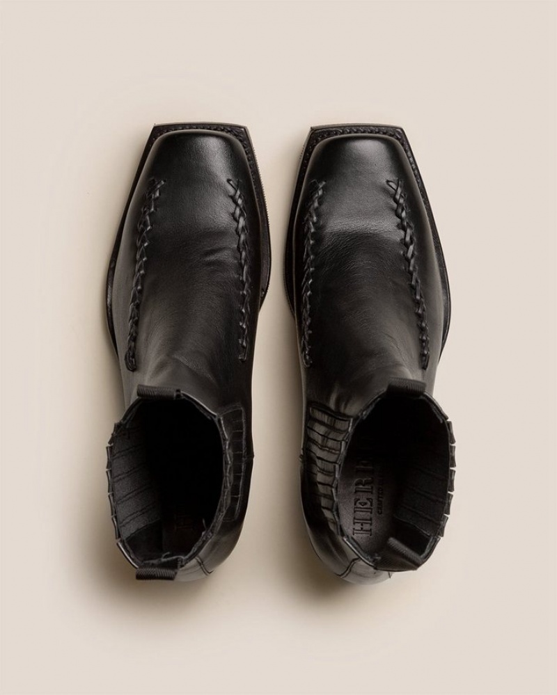 Bottines Chelsea Hereu Agulla Square-toe Braided Detail Homme Noir | Paris-85ZIWRUTC