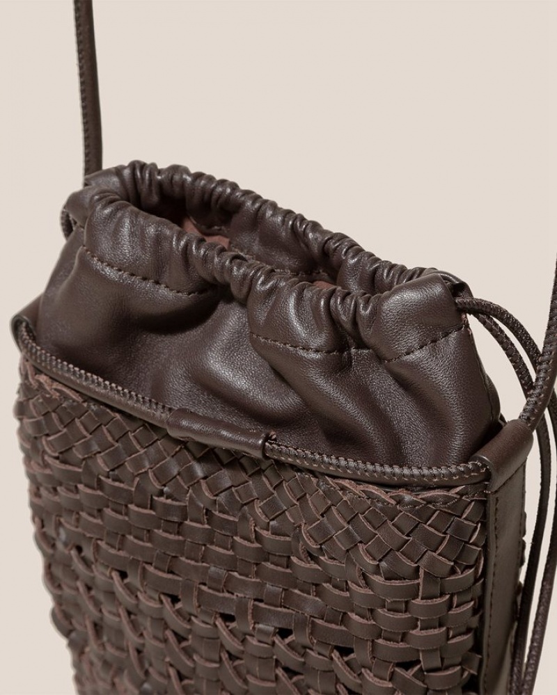 Sac Seau Hereu Palau Hand-braided Mini Homme Marron Foncé | Paris-14WEXLOCG