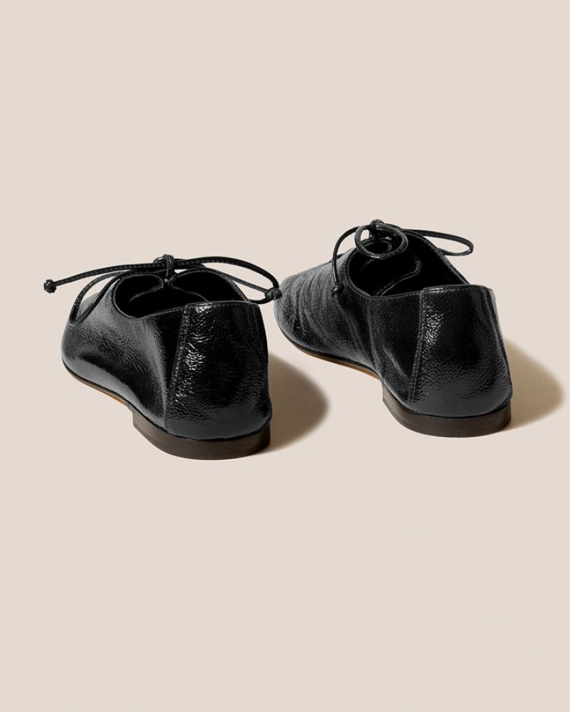 Chaussure Lacet Hereu Plegada Crinkled Glossy Deconstructed Femme Noir | Paris-43USEFGWH