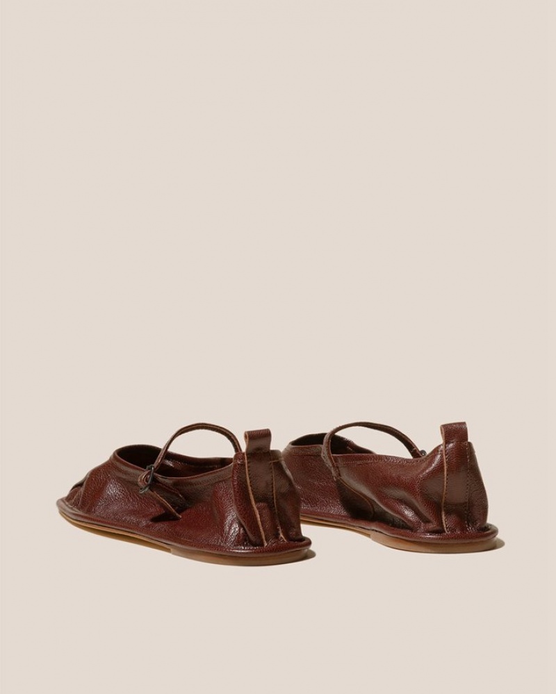 Chaussure Plate Hereu Dansa Supple Shiny Plissé-toe Mary Jane Femme Marron | Paris-15NCWRFXT