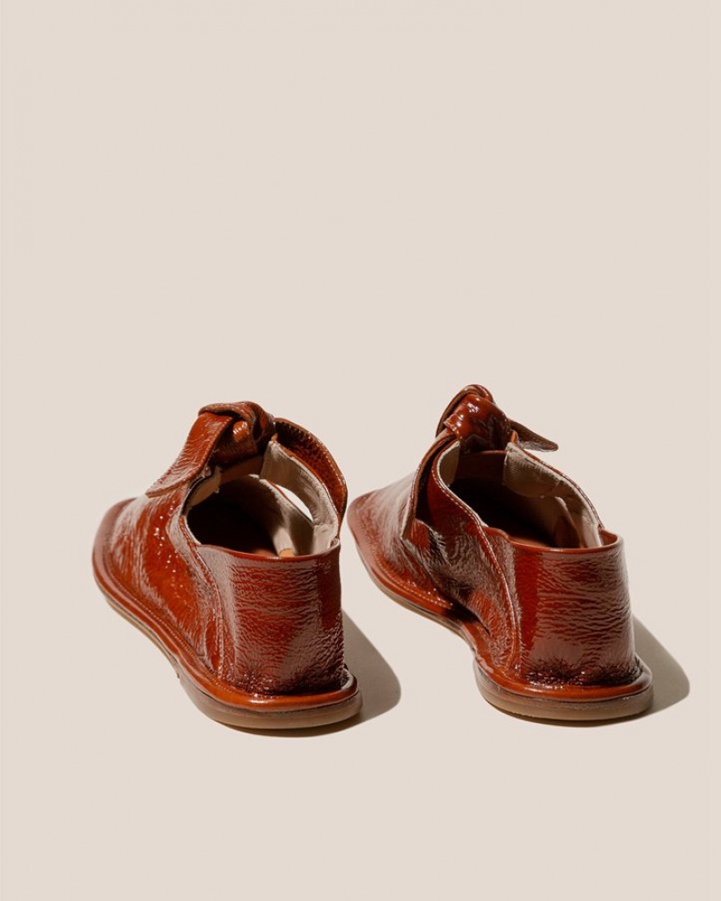 Chaussure Plate Hereu Llasada Crinkled Glossy Front-knot Femme Marron | Paris-80NSIXLUB