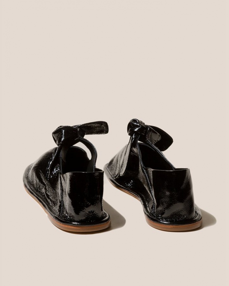 Chaussure Plate Hereu Llasada Crinkled Glossy Front-knot Femme Noir | Paris-63MCUXEKO