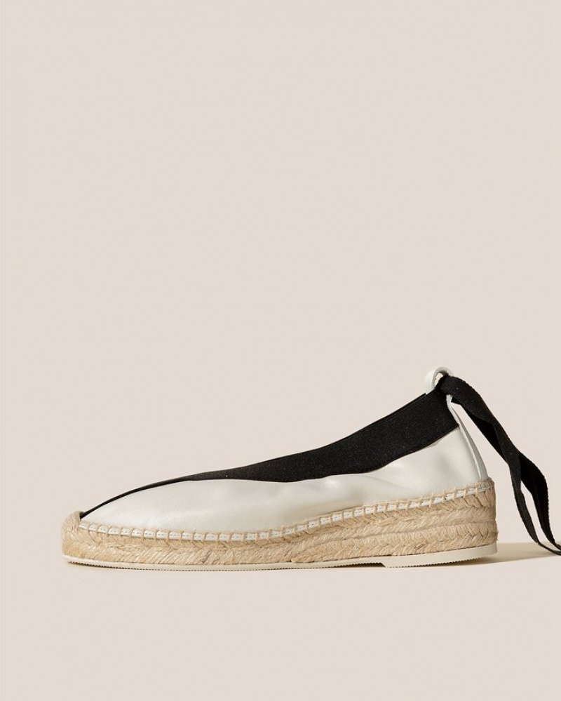 Espadrille Hereu Horta Elasticated Wedge Femme Blanche Noir | Paris-85KRHECFP