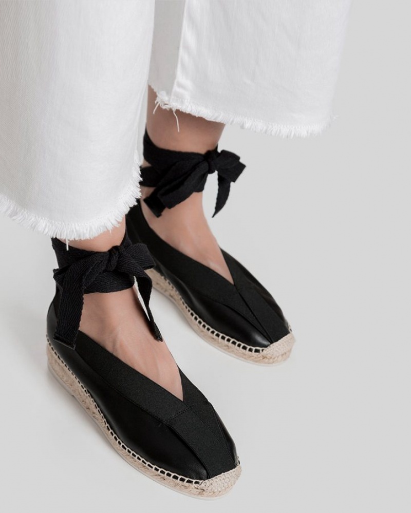 Espadrille Hereu Horta Elasticated Wedge Femme Noir | Paris-60MFOIEZC