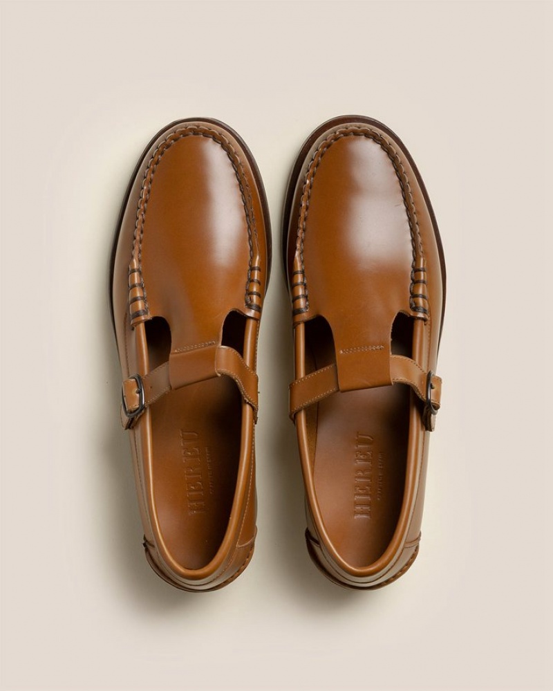 Mocassin Hereu Alber T-bar Homme Marron | Paris-54YHXSONF