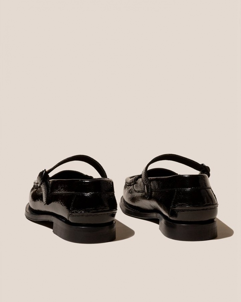 Mocassin Hereu Blanquer Crinkled Glossy Mary Jane Femme Noir | Paris-75TKWQABP