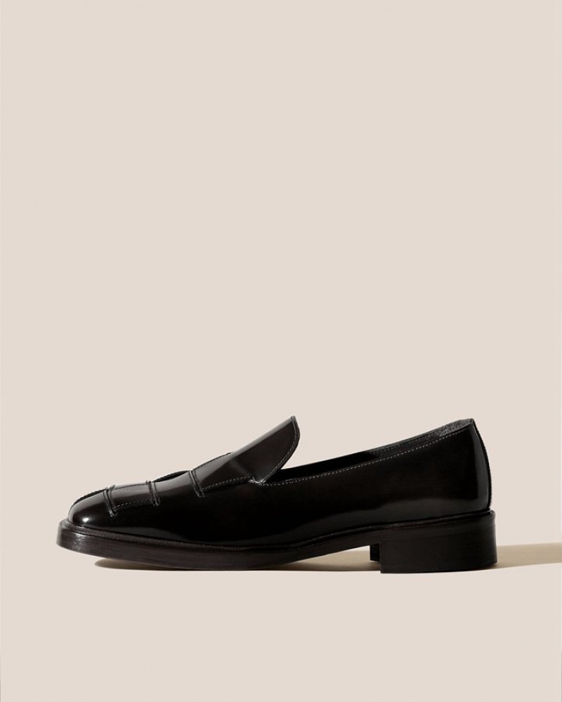 Mocassin Hereu Guera Polished Interwoven Slip-on Femme Noir | Paris-17EWKSFRG