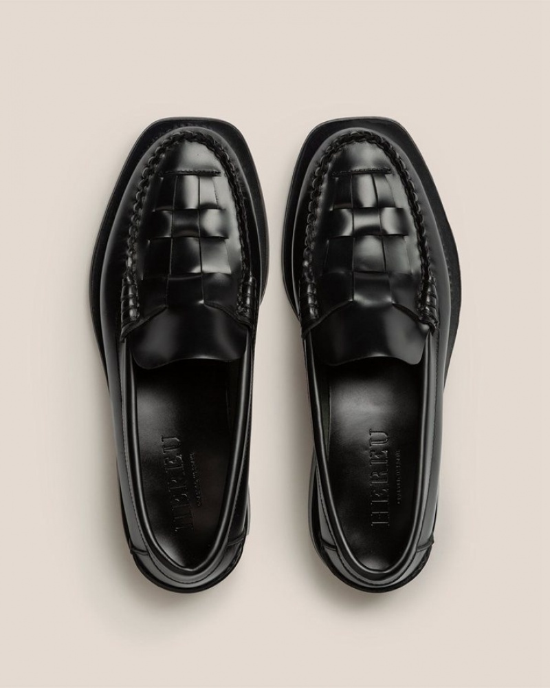 Mocassin Hereu Nombela Interwoven Detail Slip-on Homme Noir | Paris-76CPIGRKY