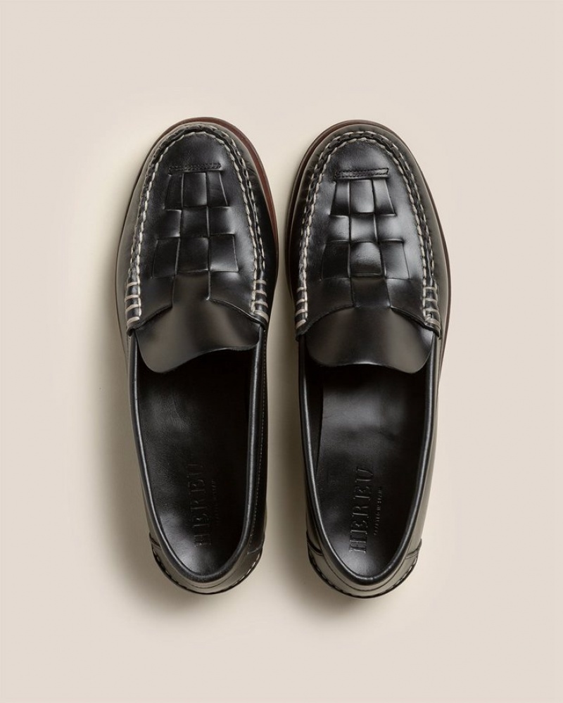 Mocassin Hereu Nombela Veg Tan Interwoven Detail Slip-on Homme Noir | Paris-24CFADYIH