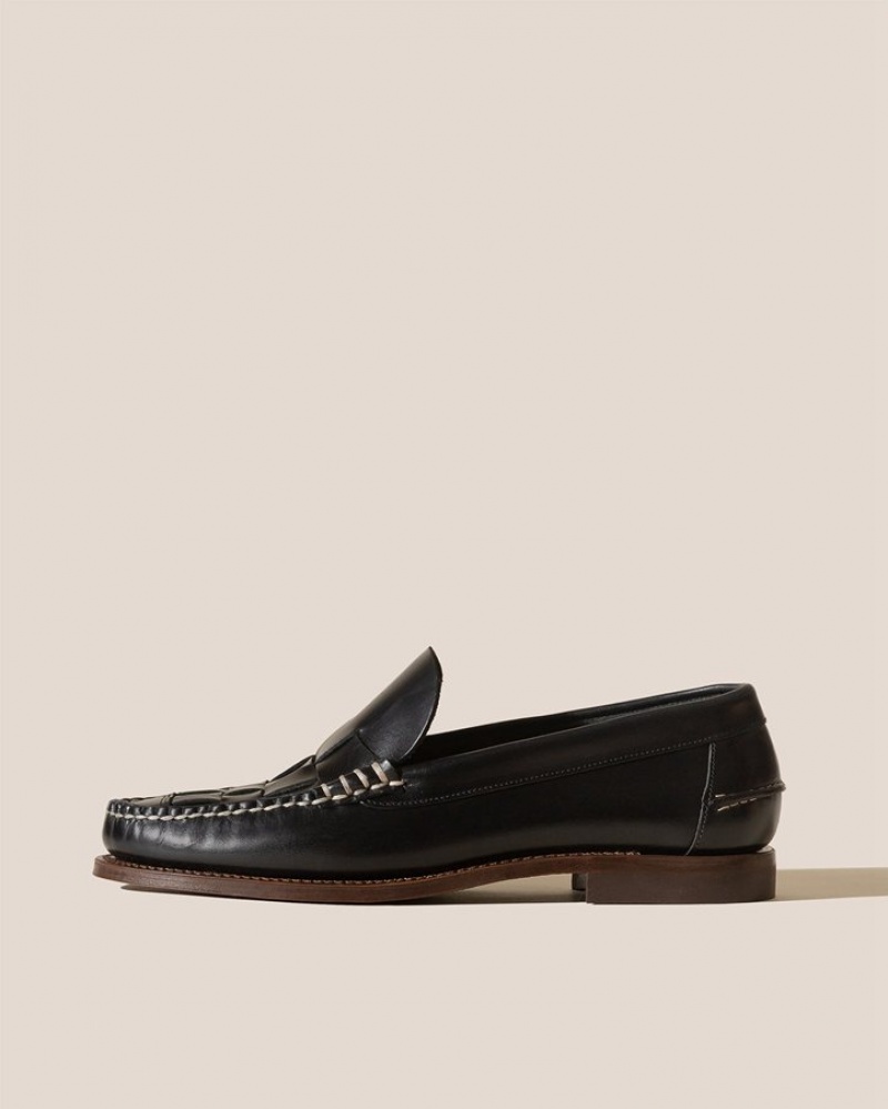 Mocassin Hereu Nombela Veg Tan Interwoven Detail Slip-on Homme Noir | Paris-24CFADYIH