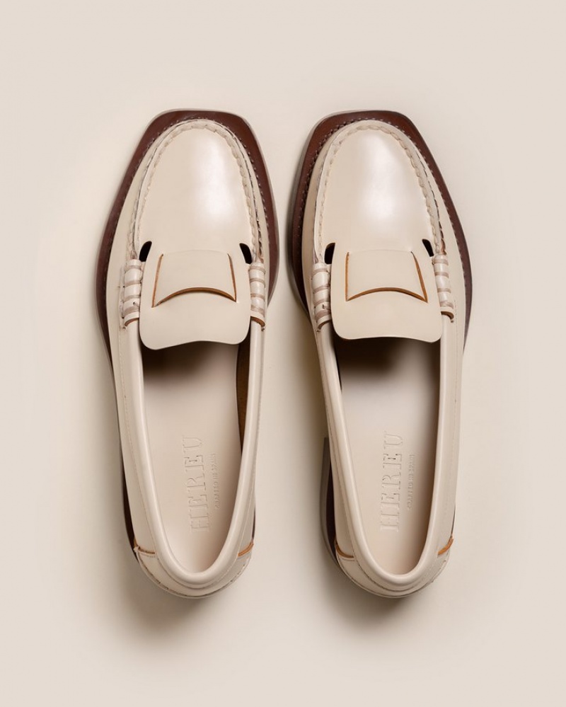 Mocassin Hereu Sineu Interlaced-detail Slip-on Femme Beige | Paris-12ZBGTYMA