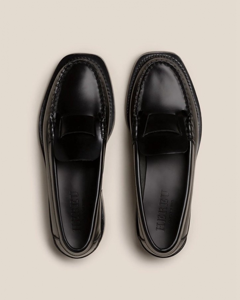 Mocassin Hereu Sineu Interlaced-detail Slip-on Femme Noir | Paris-39AZUFGHR