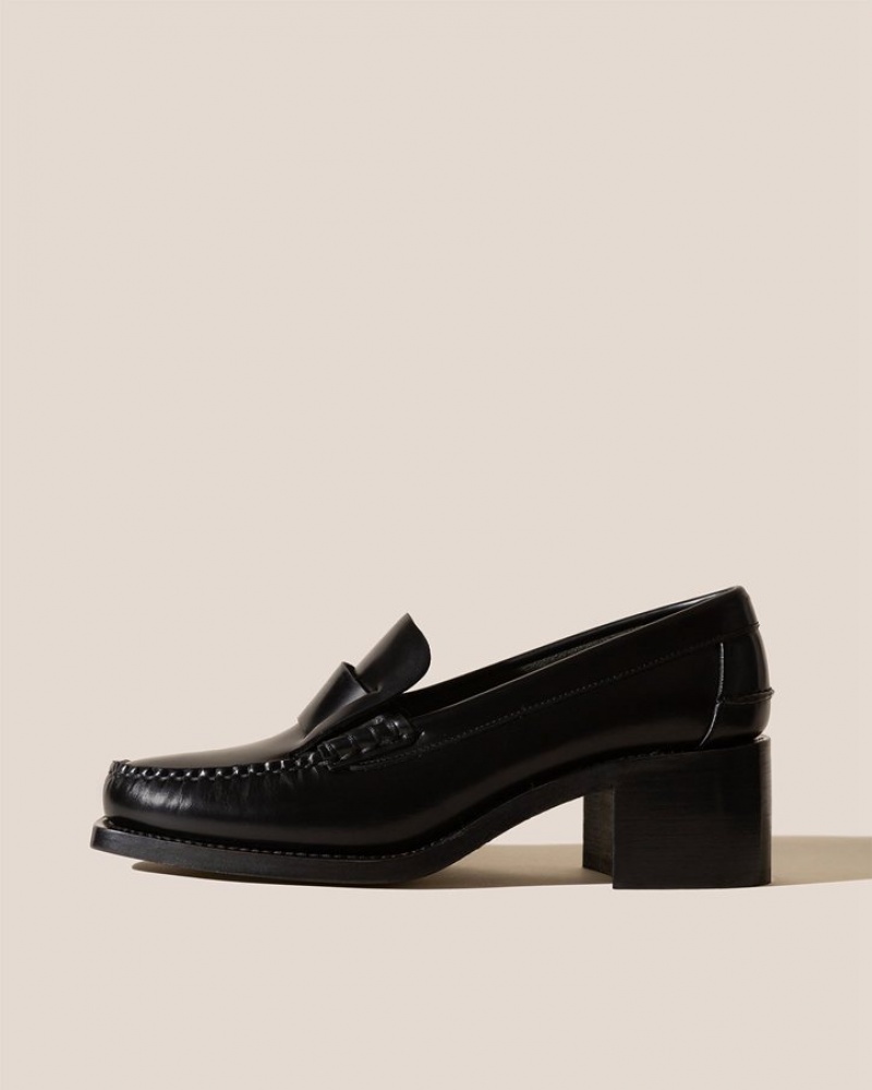 Mocassin Hereu Sineu Talons Interlaced Detail Slip-on Femme Noir | Paris-35IVQSZGN