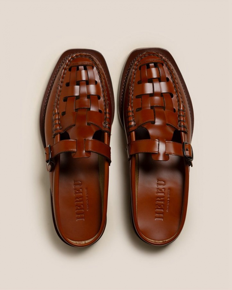 Mules Hereu Bonell Woven T-bar Homme Marron | Paris-74PYADHOT