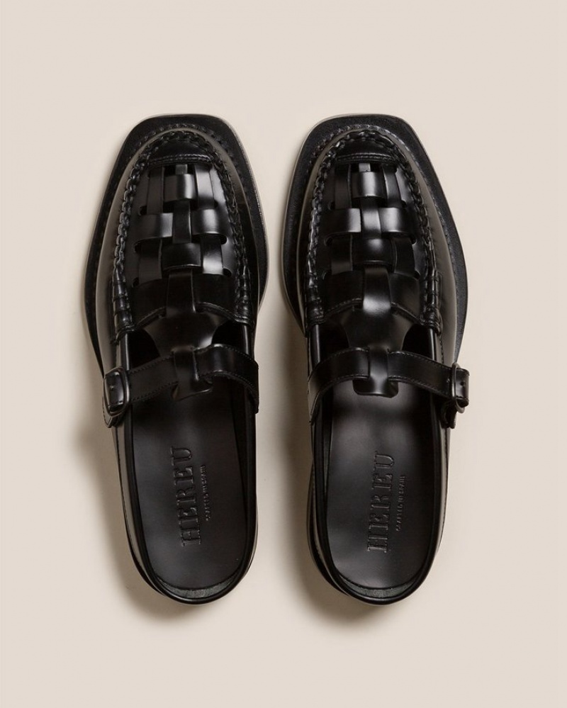 Mules Hereu Bonell Woven T-bar Homme Noir | Paris-48PYWNAQD