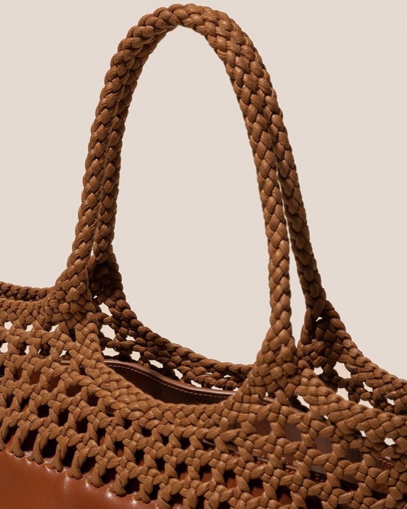 Sac Bandoulière Hereu Elma Braided Top Femme Marron | Paris-97KNQYFIJ