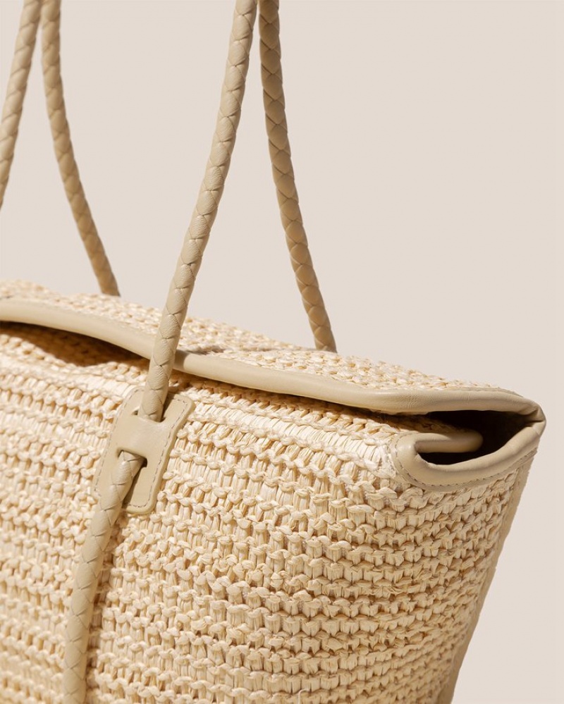 Sac Bandoulière Hereu Forna Raffia Cuir Framed Femme Beige | Paris-73APZORNX