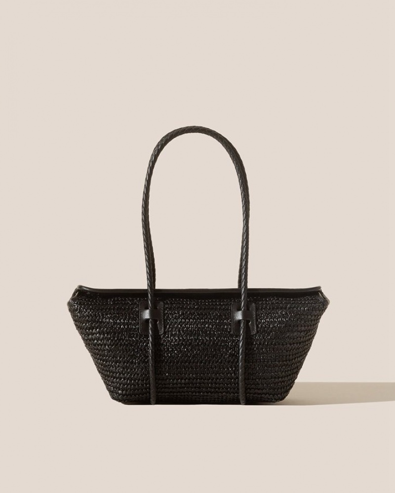 Sac Bandoulière Hereu Forna Raffia Cuir Framed Femme Noir | Paris-37XOIFUPC