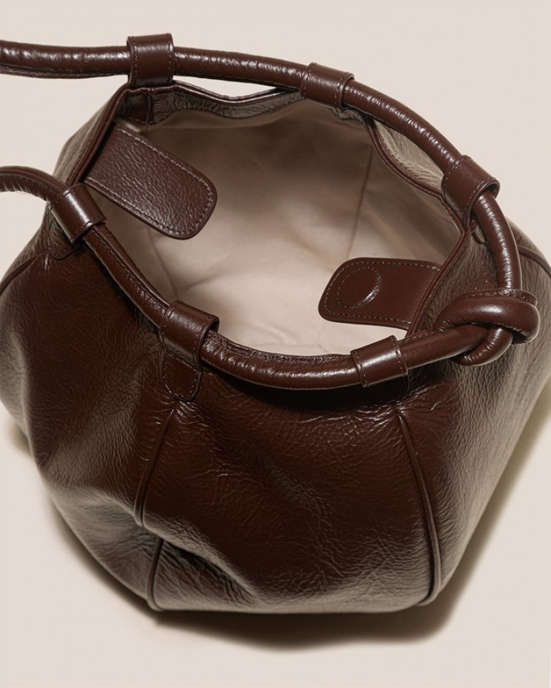 Sac Bandoulière Hereu Globul Distressed Balloon-shaped Femme Marron Foncé | Paris-07ICOHPFQ