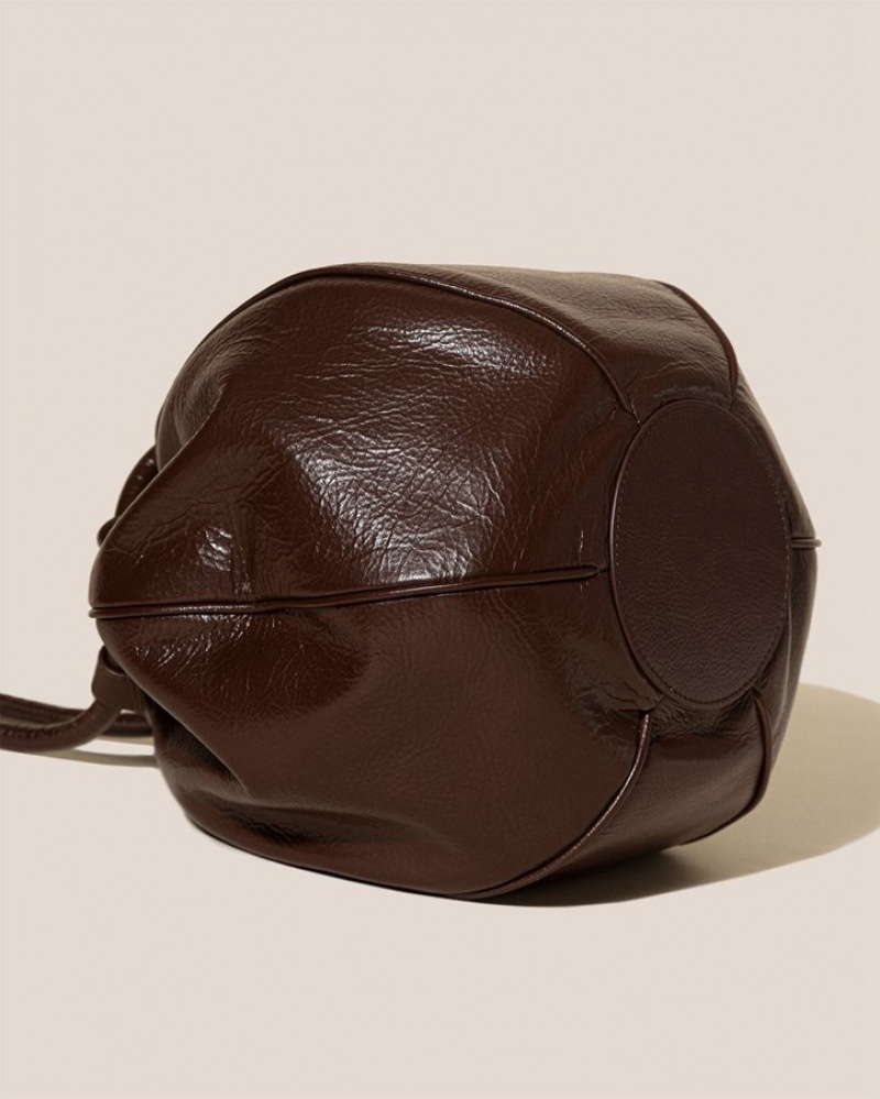 Sac Bandoulière Hereu Globul Distressed Balloon-shaped Femme Marron Foncé | Paris-07ICOHPFQ