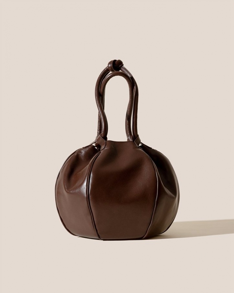 Sac Bandoulière Hereu Globul Distressed Balloon-shaped Femme Marron Foncé | Paris-07ICOHPFQ