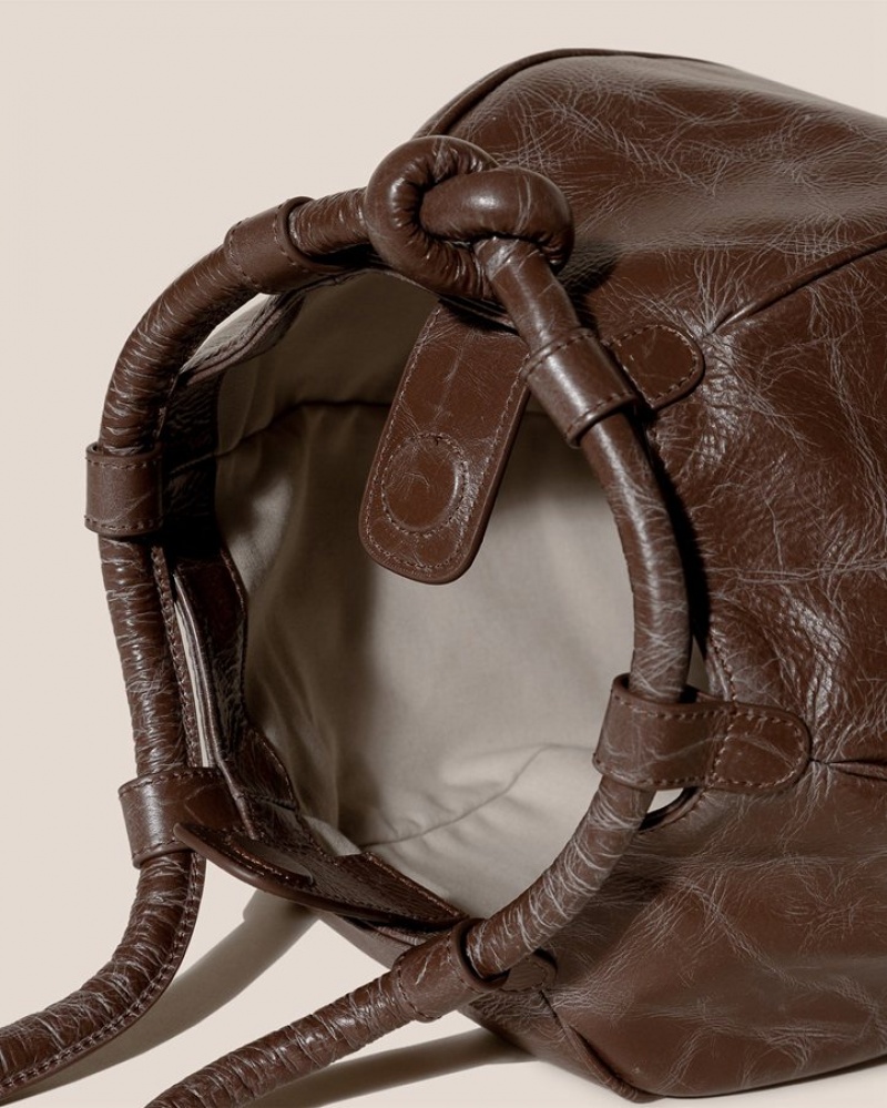 Sac Bandoulière Hereu Globul Distressed Balloon-shaped Femme Chocolat | Paris-78JLQNDAE