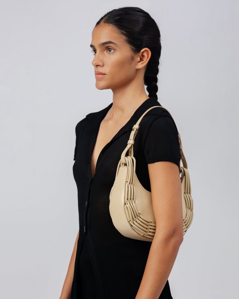 Sac Bandoulière Hereu Pinar Shoulder Braided Detail Femme Beige | Paris-56PGDTJSL