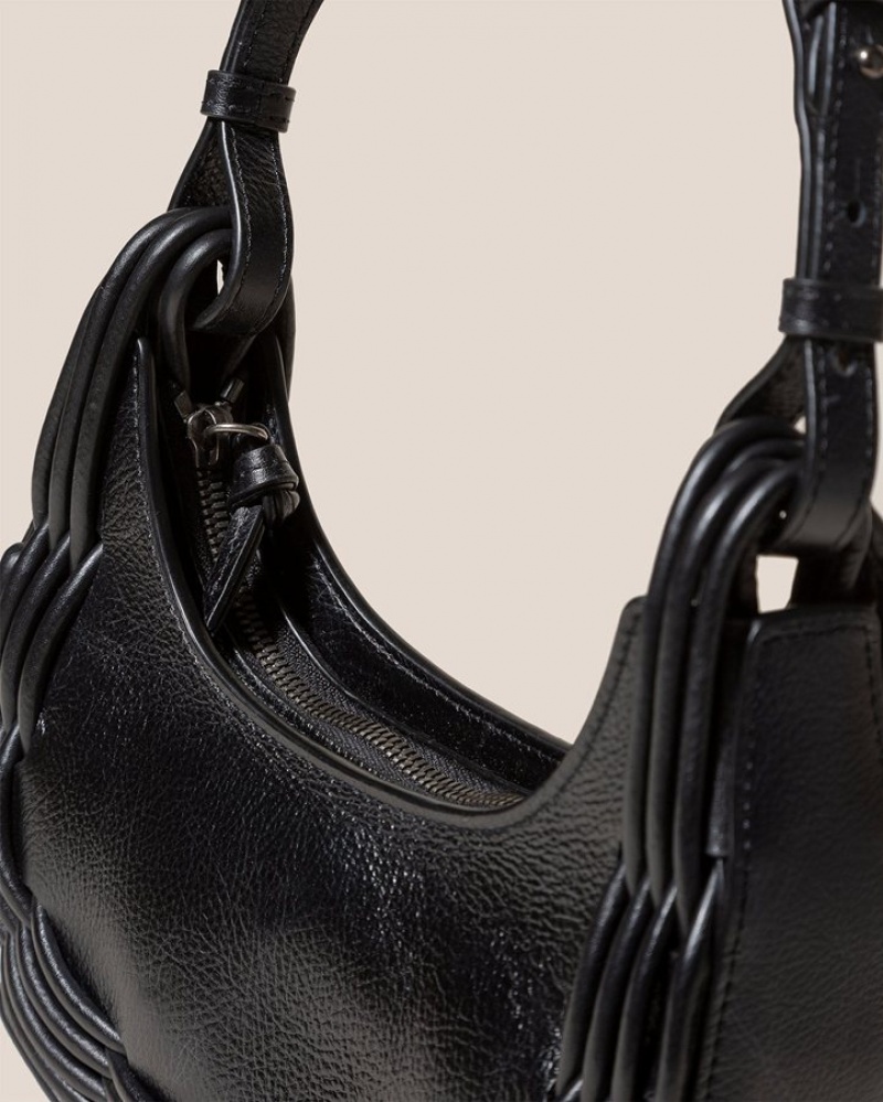 Sac Bandoulière Hereu Pinar Shoulder Braided Detail Femme Noir | Paris-43NWRUIGJ